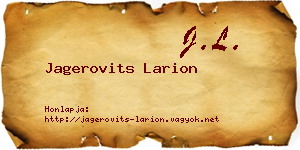 Jagerovits Larion névjegykártya